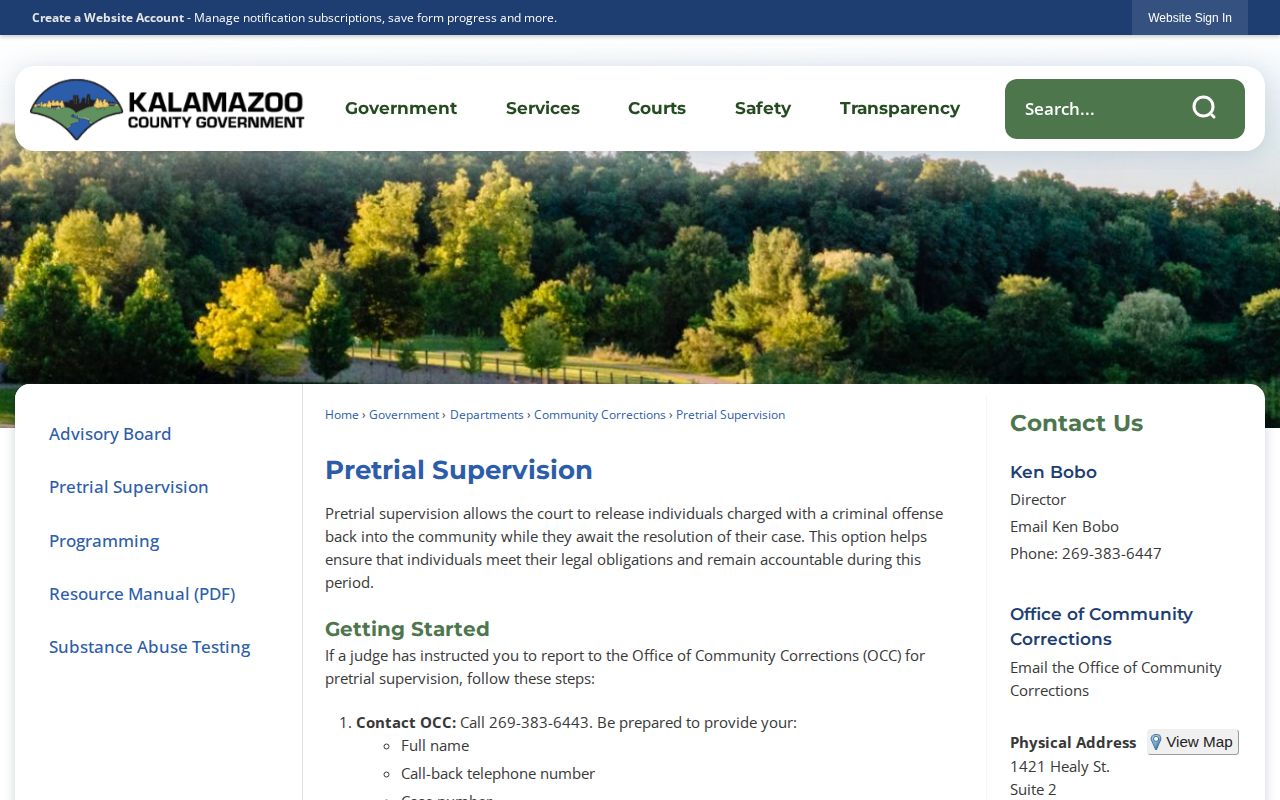 Kalamazoo County pretrial supervision information after a bond release