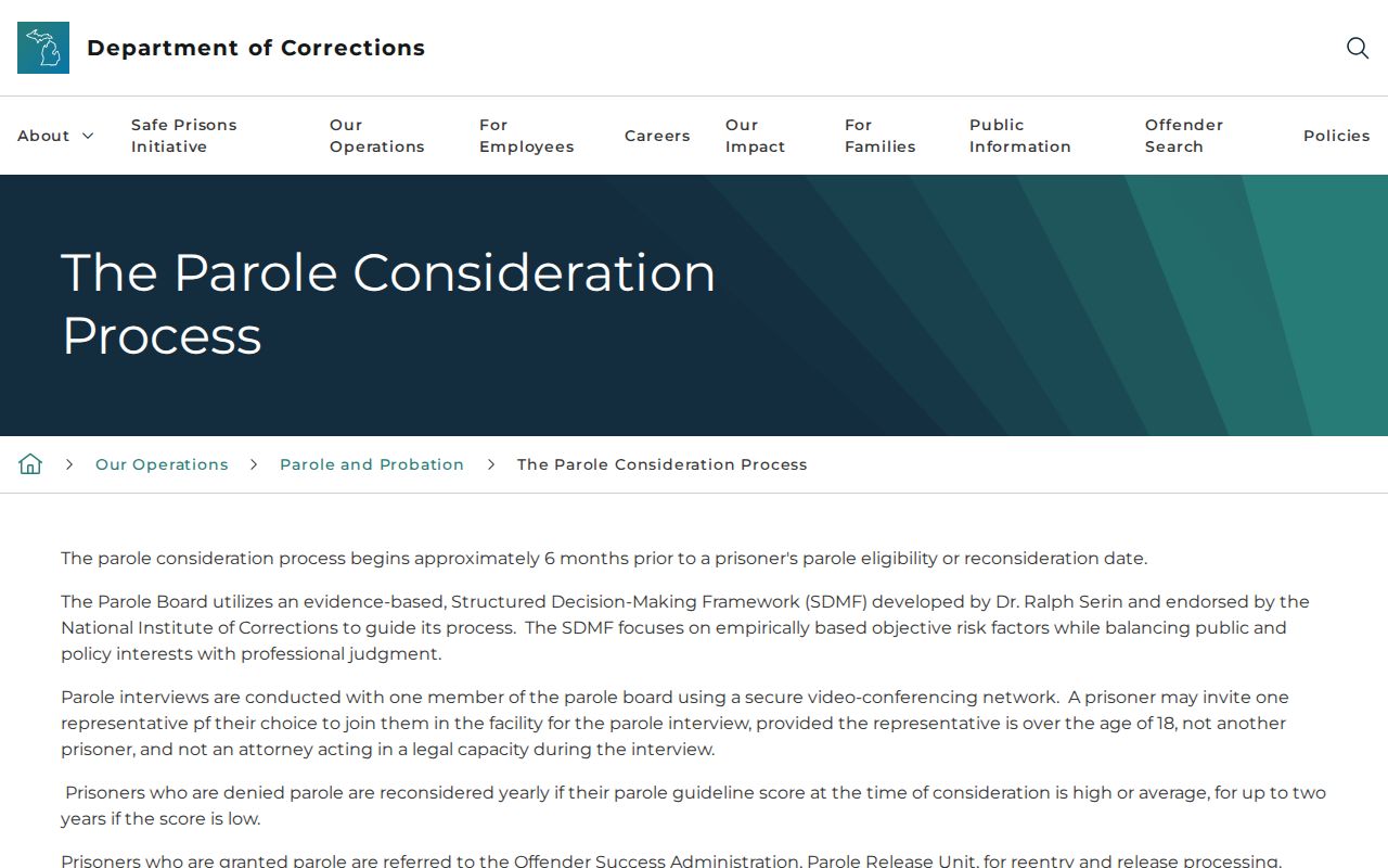 Kalamazoo County parole release consideration process